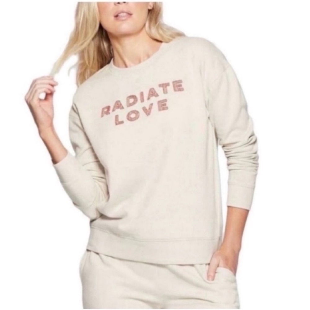 Universal Thread Cream Sweatshirt with Red Text - Picture 1 of 11